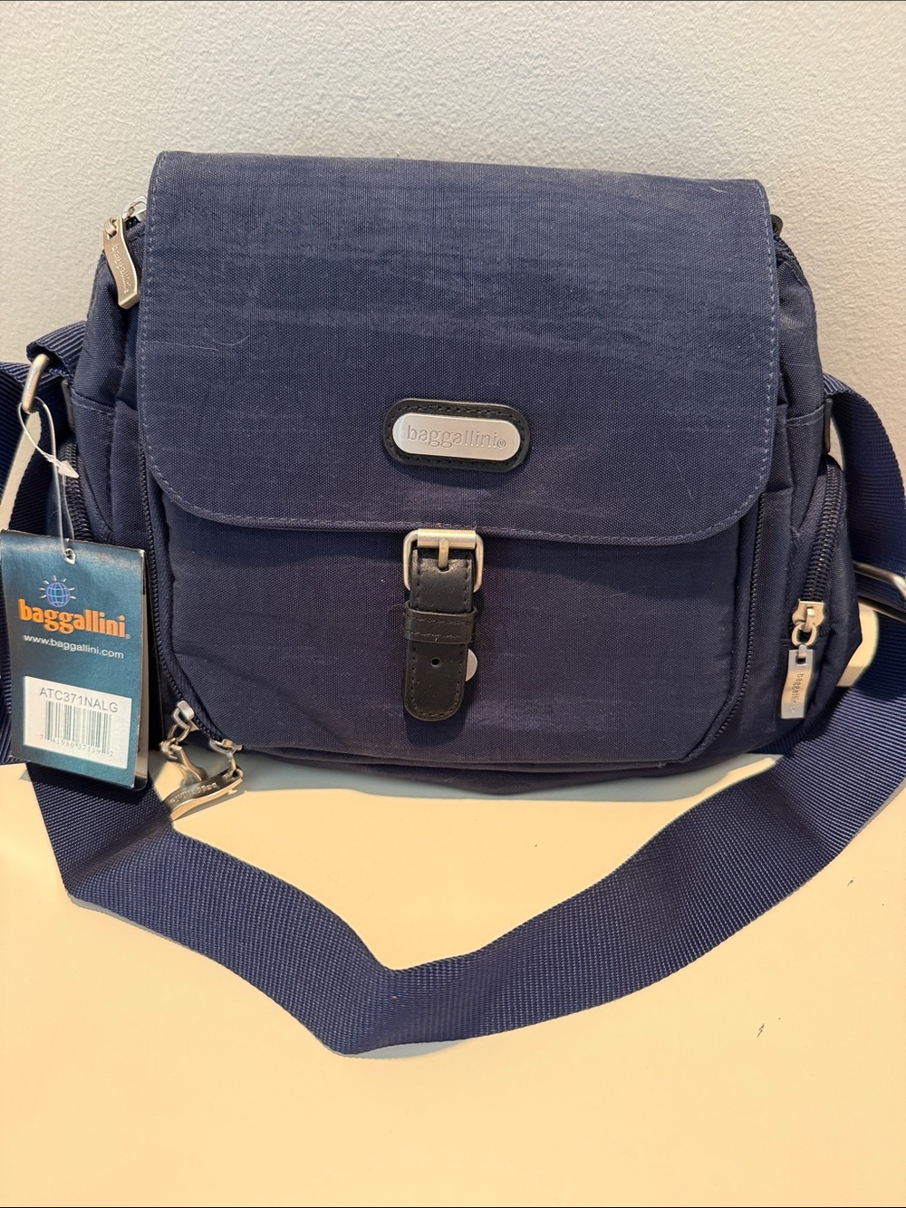 Baggallini Navy Messenger Bag with Adjustable Strap